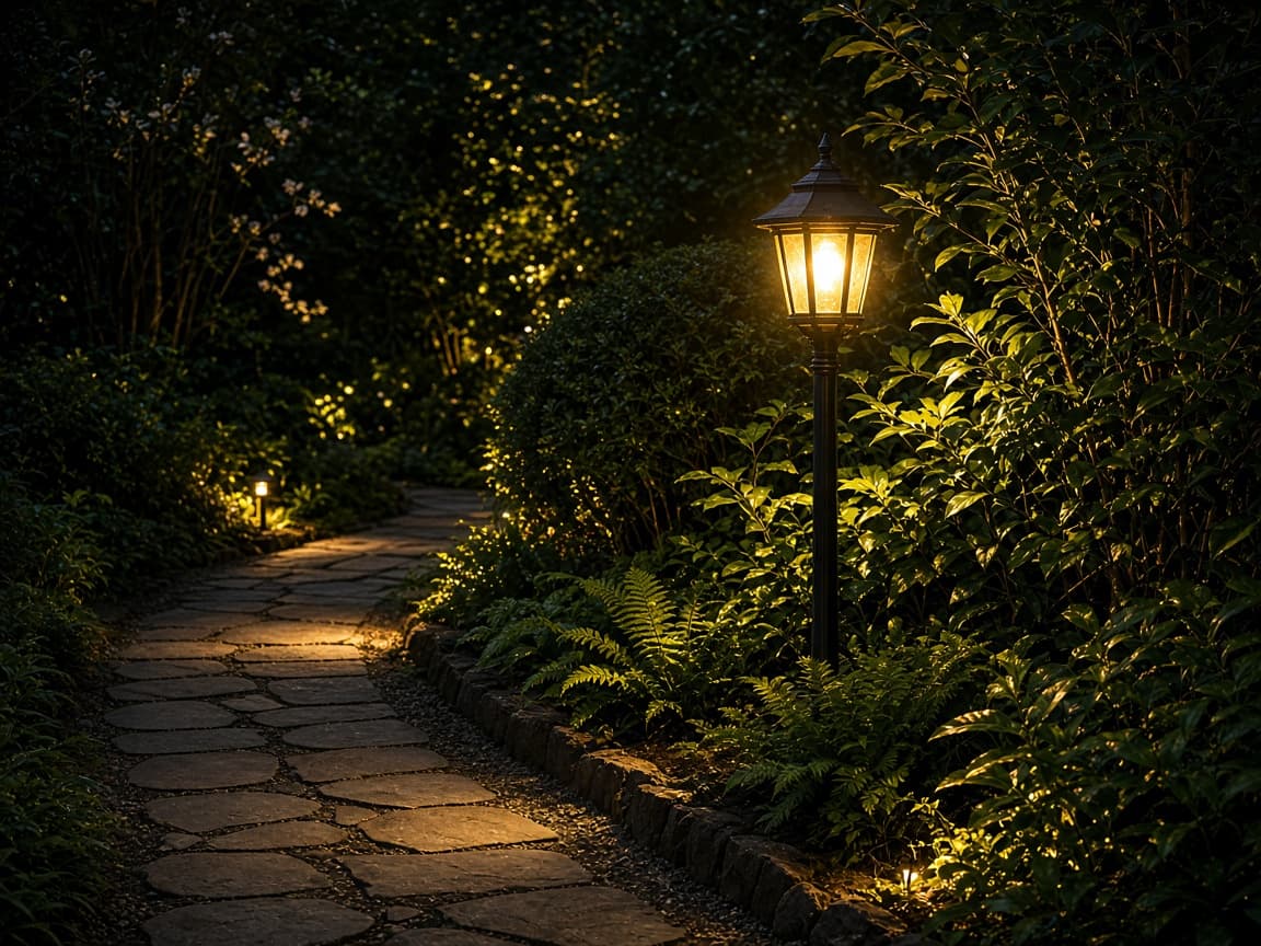 Completed outdoor lighting